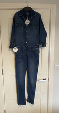 Donna Ida Sadie Blue Denim Boiler Suit Jumpsuit Women’s S Collared Pockets