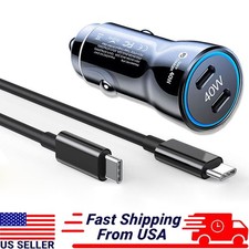 40W Fast Charging Double Type-C Car Charger For iPhone 17e 16e 17 15 14 Pro Max