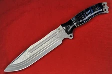 Busse Custom Hell Razor 2 .22" Hammered INFI, BLK G10 G-rexed Blue Clamshell