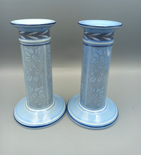 Rare Wedgewood Interior 1999 Blue Candlestick pair 15cms tall stunning