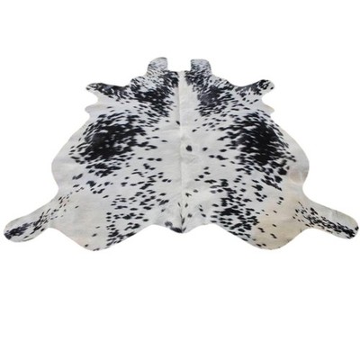 Genuine Black & White Cowhide Rug Natural Hair on Hide Leather Area Rug