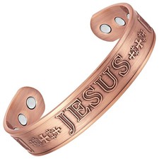 Willis Judd JESUS Men's Pure Copper Magnetic Adjustable Bracelet Bangle