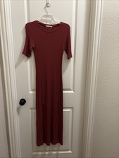 Reformation Jeans Olympia Ribbed Midi Rust Sweater Dress XS Capsule Classic