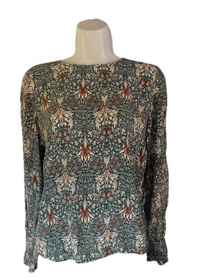 H&M Morris & Co Top Blouse Shirt Bold Floral William Morris Print Size 6