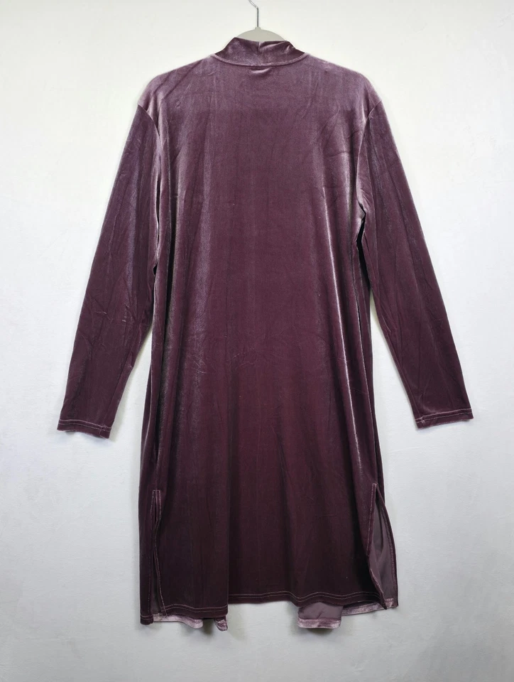 Cárdigan largo plumero para mujer L/XL púrpura terciopelo abierto elástico suave cómodo salón Foto 3 de 4