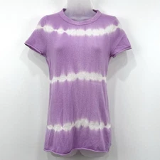 J Crew Cashmere Tee Women M Purple Tie Dye Quiet Luxury Boho Hippie 70s Inspired