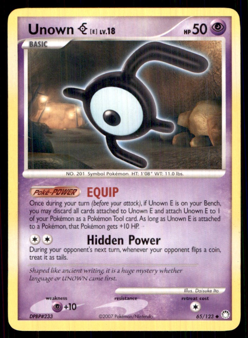 2007 Diamond & Pearl - Mysterious Treasures Unown E Basic/Uncommon #65