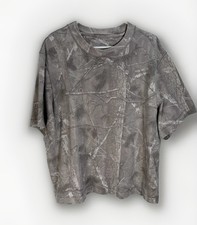 Camiseta Abercrombie & Fitch Para Hombre Talla L Premium Peso Pesado Recortada Camiseta Gris Camuflada