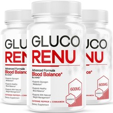 (3 Pack) Gluco Renu Capsules – Premium GlucoRenu Supplement, 90 Capsules
