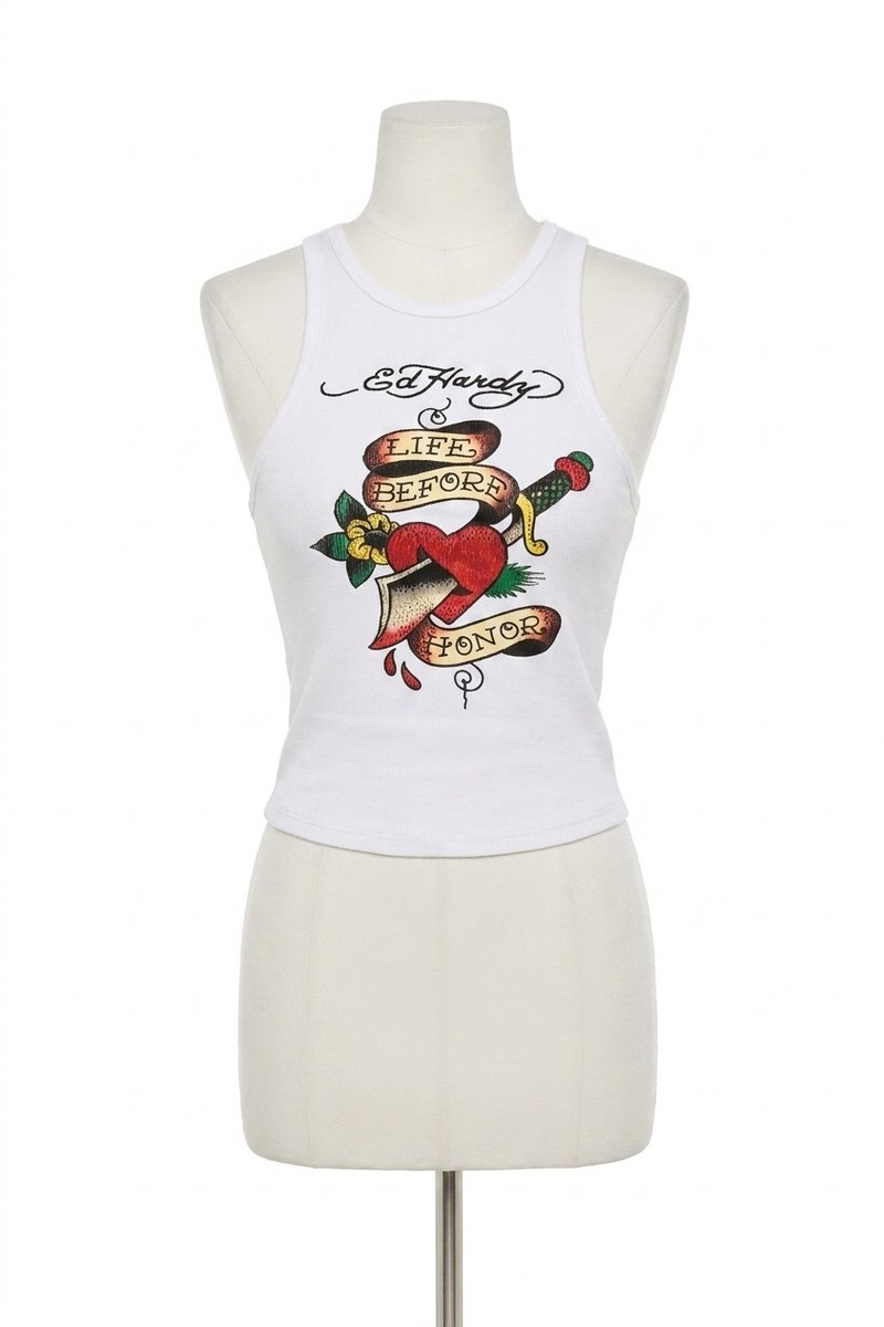 Ed Hardy Heart Sword Tank Top White | eBay