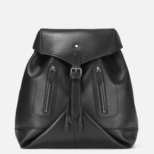 RARE Montblanc elegant soft back pack black leather backpack   MB131210