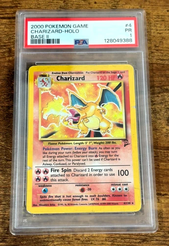 2000 Pokemon Game Charizard Holo Base 2 #4 PSA 1