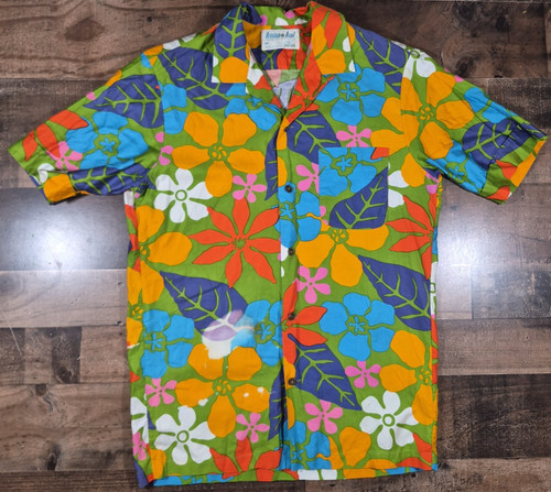 Vintage Jantzen Kona Kai Shirt Mens Medium Floral USA 60s 70s Geometric Aloha
