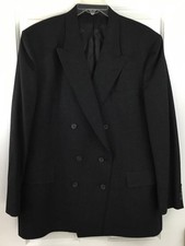 Christian Dior Double Breasted Blazer Mens 46R Charcoal Gray Wool Sport Coat