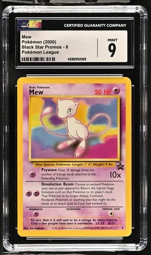 MEW BLACK STAR PROMO #8 CGC 9 MINT POKÉMON LEAGUE WOTC Year 2000