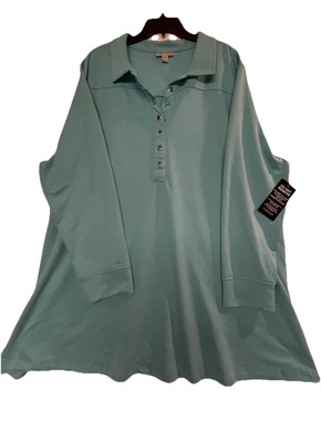 Catherines Women's Plus Size 2X NWT Cloud Knit French Terry Collared Tunic