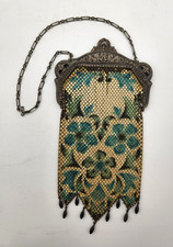 1920s Mandalian Mfg Co Enameled Metal Mesh Purse Art Deco Flapper Handbag