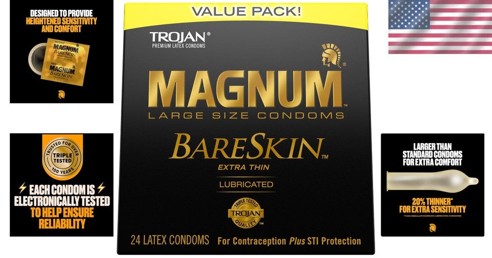 Magnum BareSkin Large Condoms, 24 Count - Ultra Thin & Lubricated | eBay