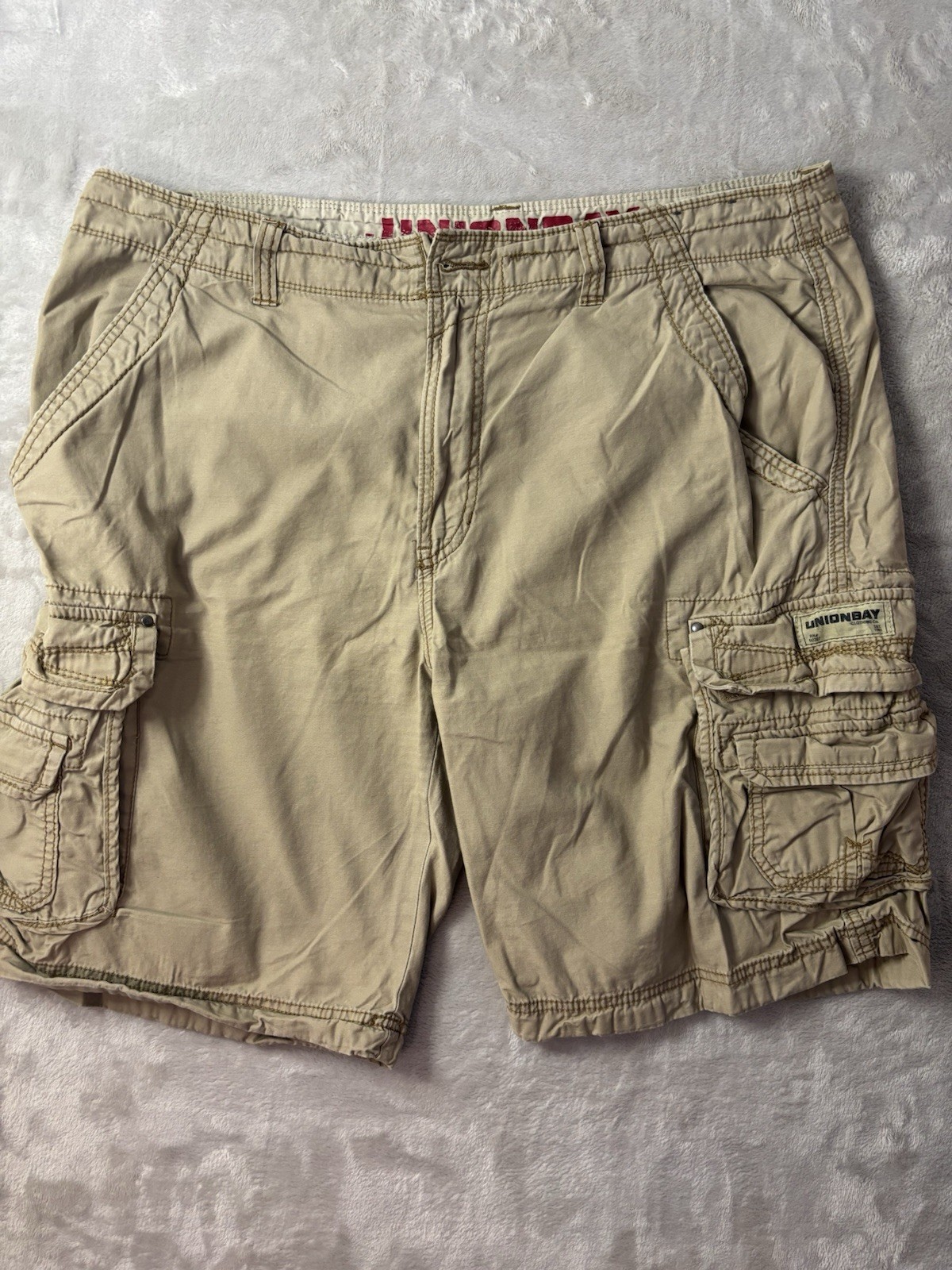 Unionbay Cargo Shorts Mens 40 Khaki Utility Y2K Era  Outdoor Workwear