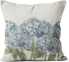 Blue Hydrangea Pillow Covers - 18X18 Summer Floral Outdoor Pillow Covers for Po