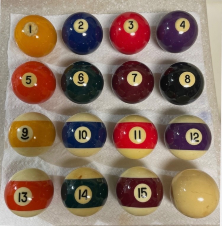 ARAMITH “PREMIER” POOL BALLS CLEANED AND POLISHED         (34)