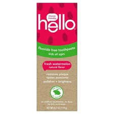 hello Fresh Watermelon Fluoride Free Kids Toothpaste, 4.2 Oz Tube Exp 11/26