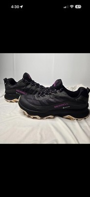 Merrell Moab Speed GoreTex GTX Women Hiking Shoes Black/Asphalt Sz 9.5 (J067162)