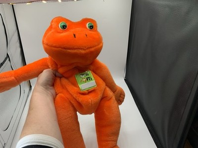 Vintage FlyFTI Orange Frog Plüsch Rucksack | Rare Airline Mascot | Y2K Kitsch