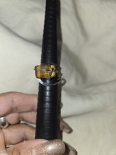 Vintage OLD DESIGN Denmark Silver Tone Ring with Tigers Eye #909