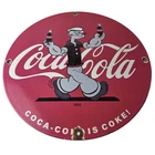 Vintage Coca Cola Soda Sign - Advertisement Popeye Store Porcelain Gas Sign