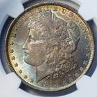 1885 O $1 US Morgan Silver Dollar Coin (NGC MS 64 MS64) STEEL BLUE TONING — photo 5