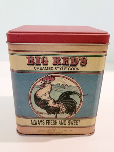 VTG "BIG RED" TIN CANISTER--PACKED BY APPLE CUPBOARD GROCERY CO, MEMPHIS, TENN - Picture 4 of 5