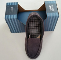 New Threads by Totes Mens Grey Moccasin Slippers UK Size 8-9 Brand New In Box