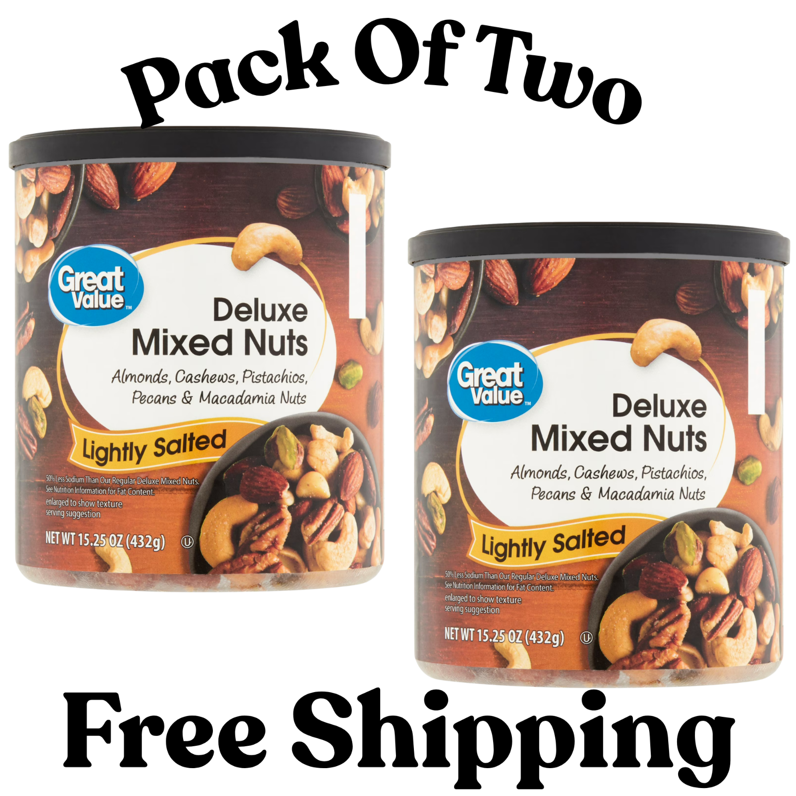 Great Value Lightly Salted, Deluxe Mixed Nuts, 15.25 oz 2 PACK | eBay
