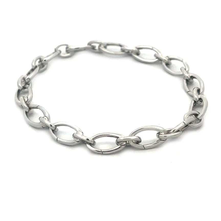 Tiffany & Co. Clasping Link Gold Bracelet 18k White Marquise Shape