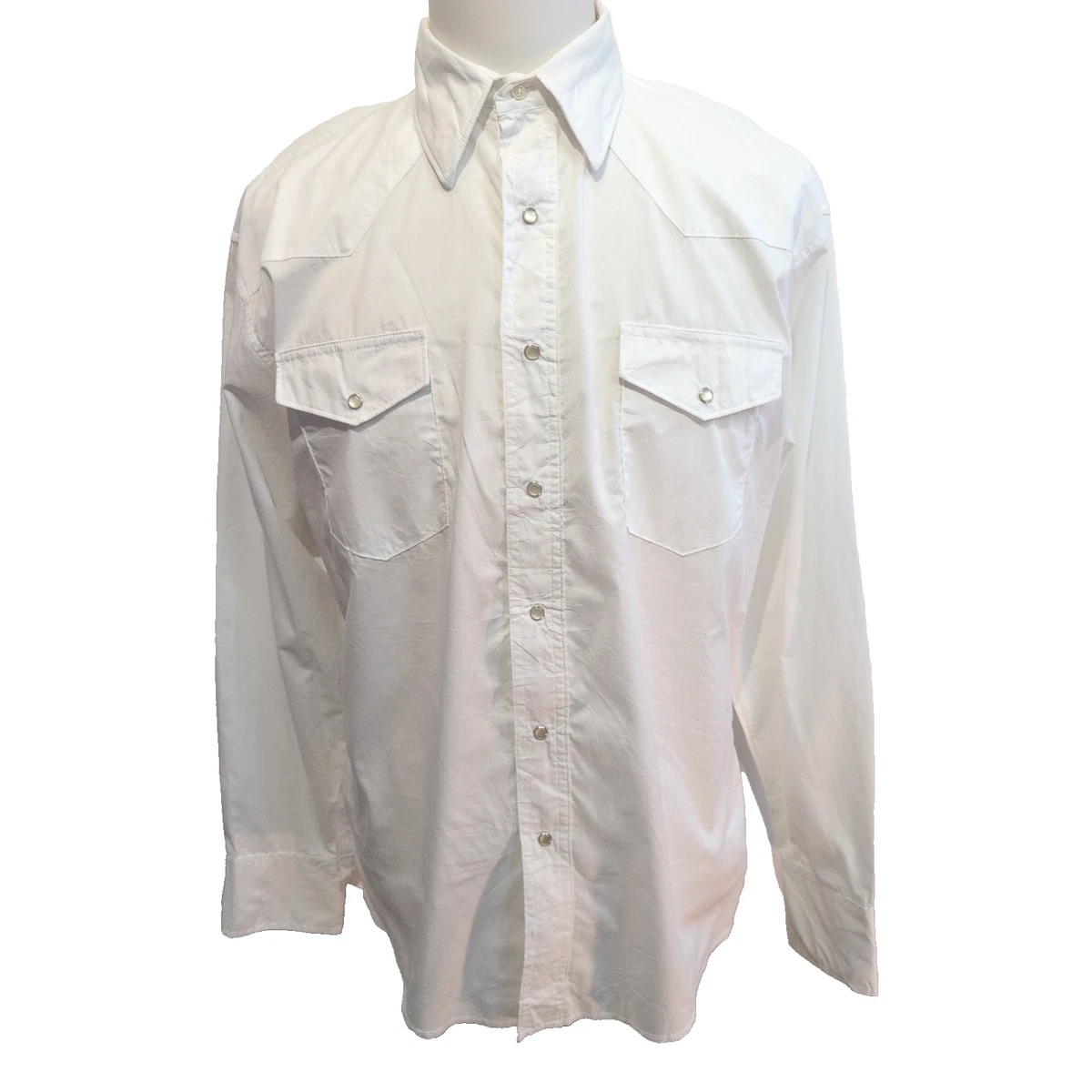 Vintage Chemise de ville boutonnée rayée à manches longues Wrangler pour homme en blanc éclatant • Poches de poitrine • Country Western • Extra L - France