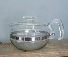 Vintage Pyrex Flameware 6 Cup Glass Coffee Pot Stove Top Tea Kettle w/ Lid 8446