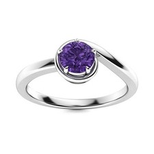 Solitaire Women Birthstone Ring February Month Natural Amethyst 925 Silver Size7