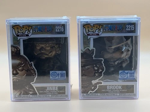 Funko Pop! Exclusive One Piece Brook #2215 & Jinbe #2216 Bronze Statue Bundle