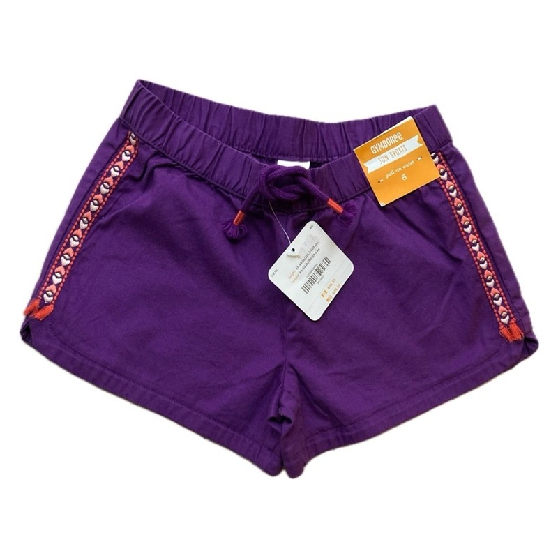 NWT Gymboree Island Girl Sun Shorts Girls 6 Purple Coral 100% Cotton Pull-On NEW
