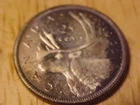 1960 Canada Quarter UNC BU : Toned  Caribou Coin - .8 Fine Silver Quarter  Cameo