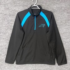 NFL Carolina Panthers Quarter Zip Pullover Mens Large Black Blue G-III Apparel