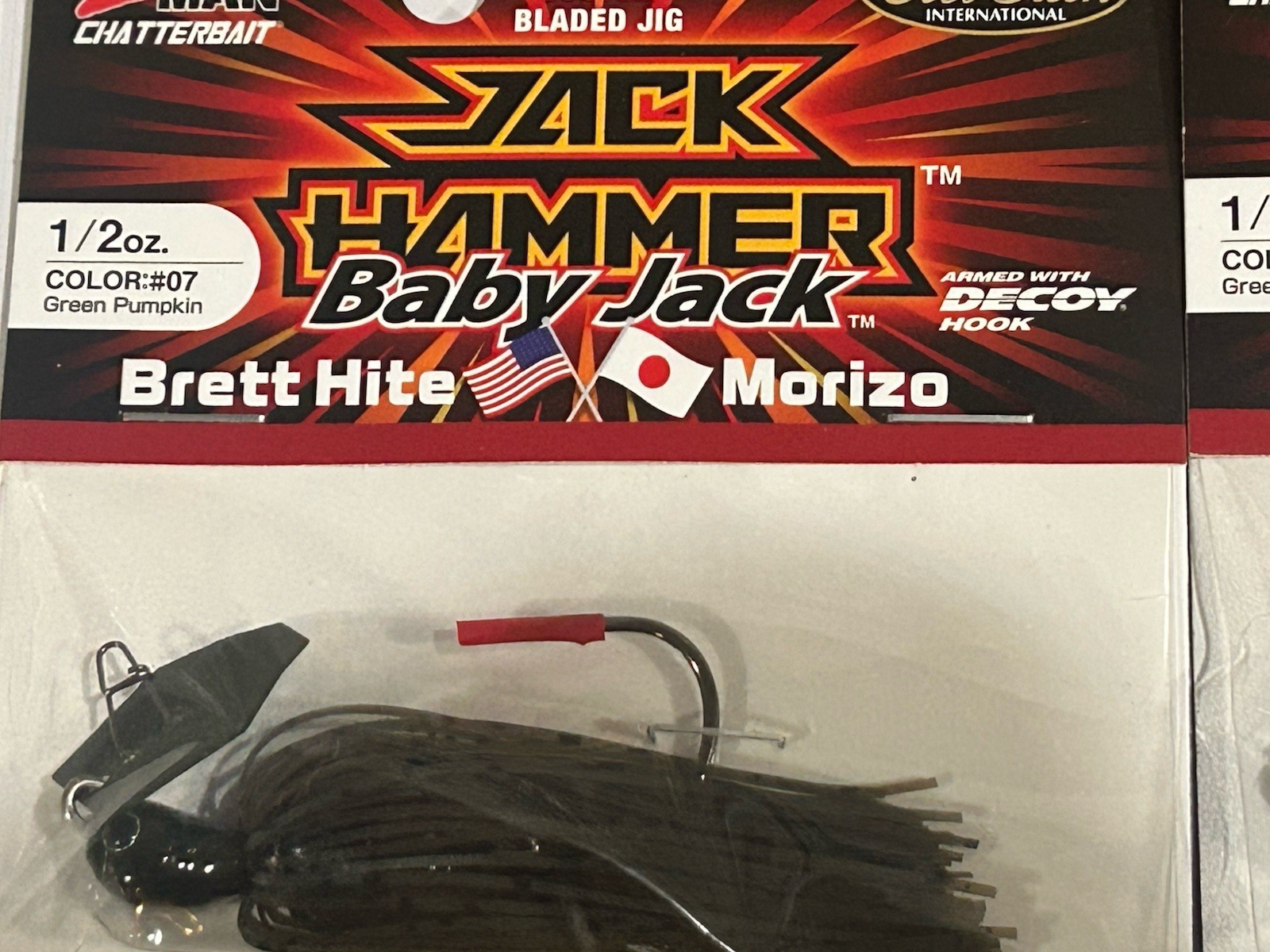 LOT OF 4 Baby Jack Hammer Zman Chatterbait Evergreen 1/2 Oz.  GREEN PUMPKIN NIP - Image 2