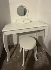 Girls White Dressing Table with Mirror and Stool