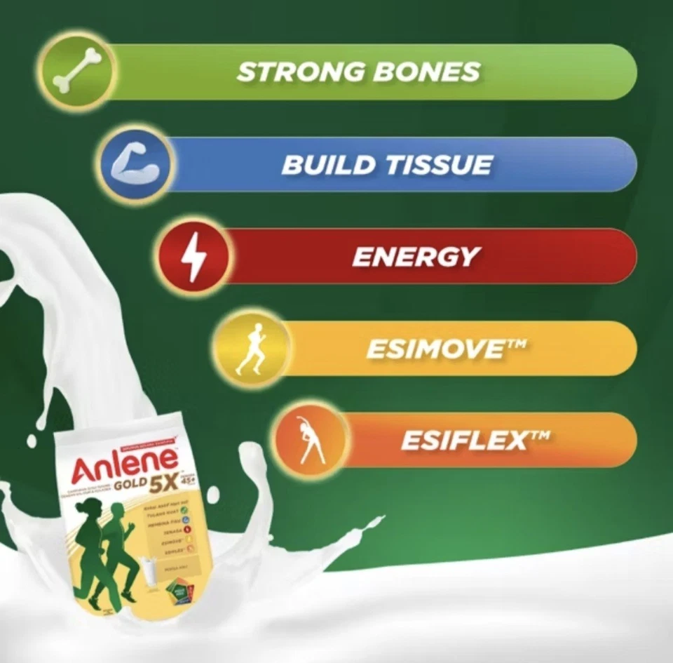 5 X Leche en polvo Anlene Gold 5X 1 kg adulto 45+ años o más Foto 3 de 4