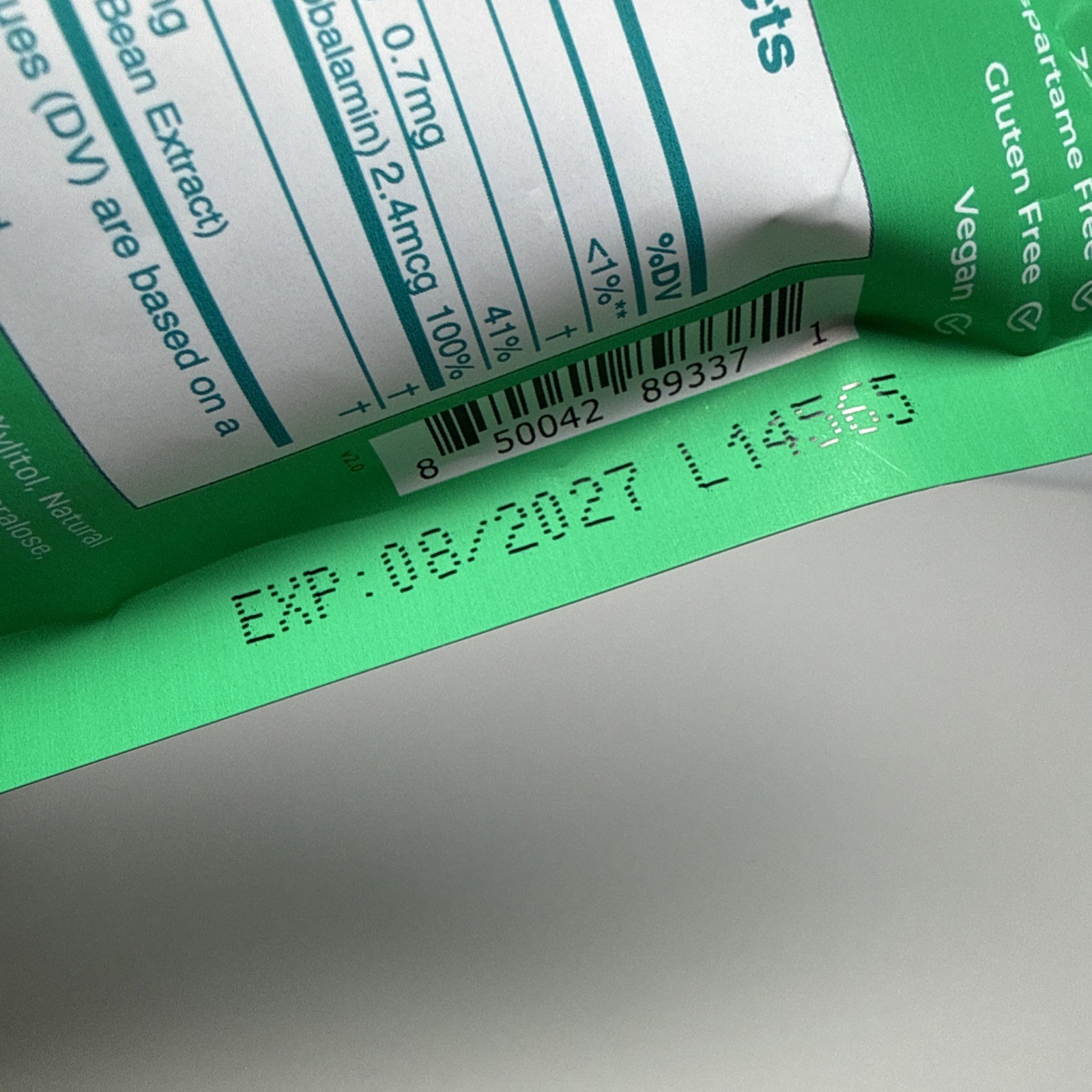 NeuroGum Spearmint Energy Caffeine Gum 90 Pcs with L-theanine + Natural 08/27