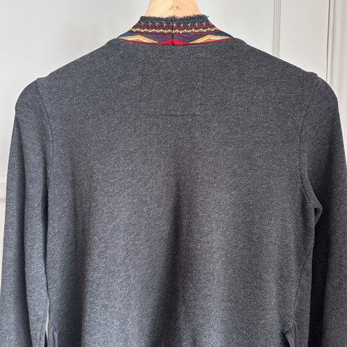JOHNNY WAS Los Angeles taglia XS cardigan drappeggiato ricamato floreale uccellini grigio - Foto 9 di 12