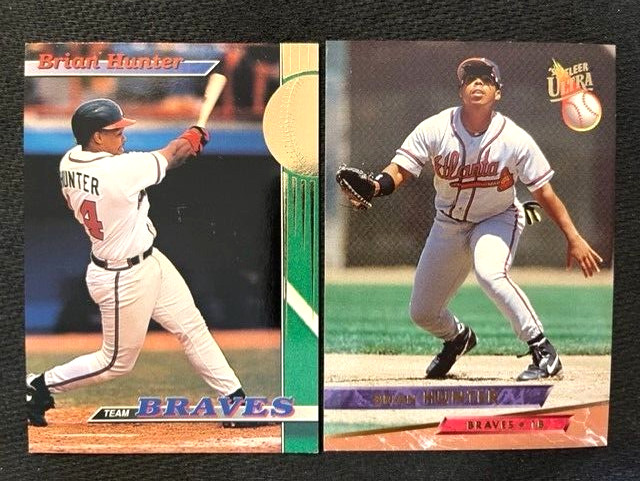 MLB - Brian Hunter 1993 Topps Stadium Club & 1993 Fleer Ultra - Braves
