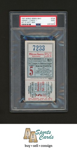 1921 WORLD SERIES TICKET STUB GAME 5 / BABE RUTH 1ST YANKEES WS PSA 2 (1 HIGHER)