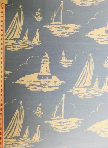 100cm x 100cm Cuadrado Cath Kidston Mono Barcos Azul Ligero Tela Algodón Nuevo - Imagen 9 de 11